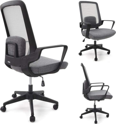 Karrige zyre ergonomike Ertusolid AMO-70, gas lift, mbështetëse rrjete, gri melange