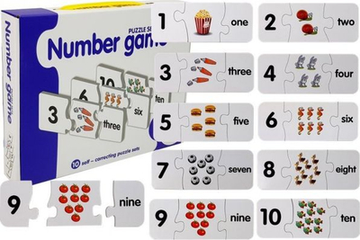 Едукативно сложувалка Number Game, броеви 1 10, учење англиски, повеќебојно