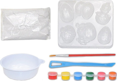 Set kreativ Leantoys Happy Easter, gips dhe bojra, për lyerje vezësh