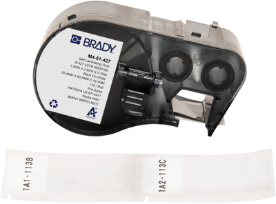 Касета за етикетирање Brady M4-51-427, мат винил, бели етикети, транспарентни