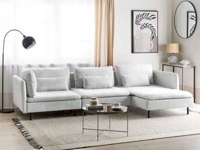 Divan këndor modular Beliani Egeris, 291cm, kënd majtas, gri