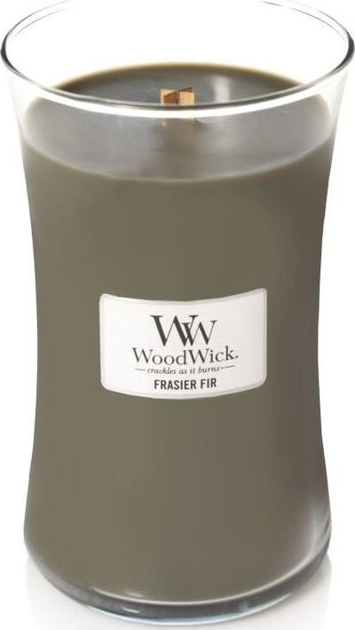 Qiri WoodWick Frasier Fir, 180 orë, fitil druri, i gjelbër