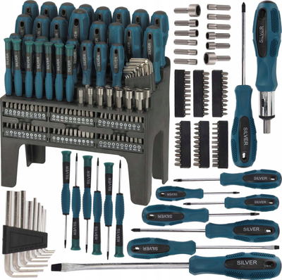 Set kaçavidash Silver EX11589, 122 pjesë, me raft organizues, blu