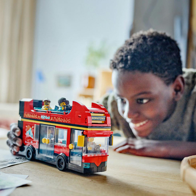 Set LEGO City Red Double Decker Coach 60407, 384 pjesë, 7+ vjeç, i kuq