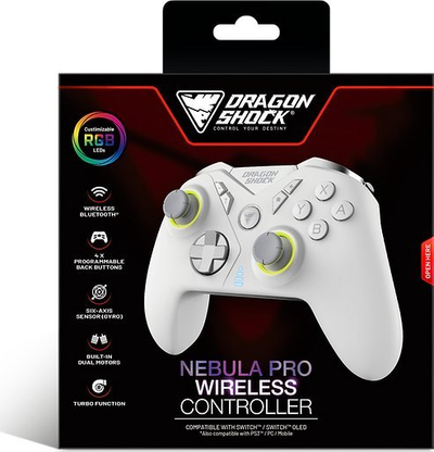 Gamepad pa tela DragonShock Nebula Pro, kompatibil me Nintendo Switch PS3 PC Android, i bardhë