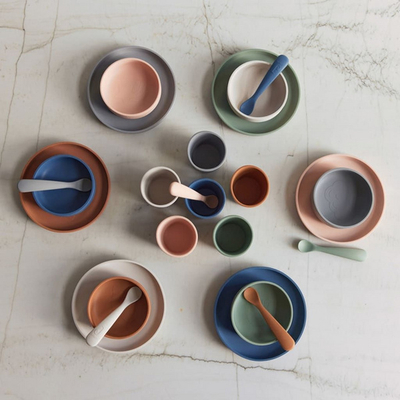 Set enë silikoni për fëmijë Jollein - ECO Caramel, të kafta