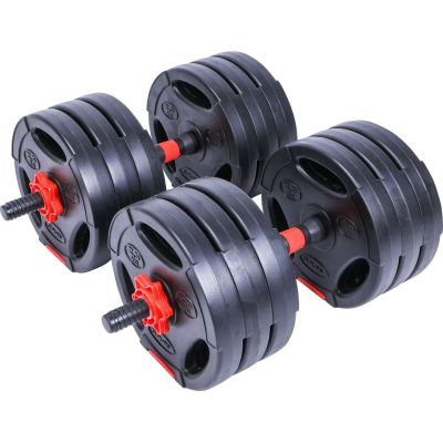 Set pesha Pure2Improve Hybrid, 30 kg, me doreza dhe shufër, i zi me të kuqe