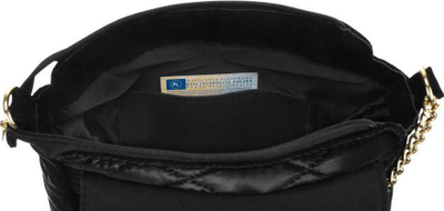 Çantë crossbody Rovicky, dizajn i qepur quilted, zinxhir dekorativ ari, e zezë