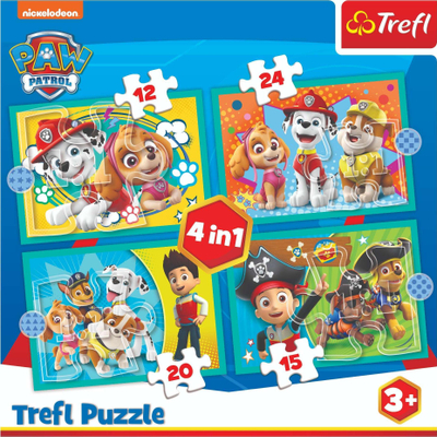 Puzzle Trefl 4in1 Paw Patrol, set me 4 puzzle, shumëngjyrësh