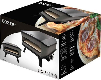 Furrë pice me gaz Cozze Pizza Oven 13", gur kordieriti 34 cm, e zezë