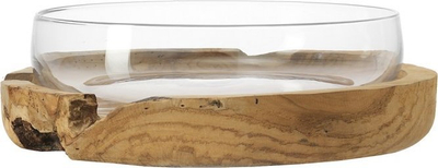 Vazo dekorative Leonardo Terra, 39 cm, xham transparent me bazë druri