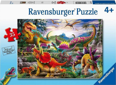 Puzzle Ravensburger T-Rex Terror, 35 pjesë, dinosaurë, shumëngjyrësh