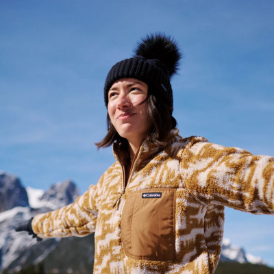 Kapelë dimërore Columbia Boundless Days Cable Knit Pom Beanie W, për femra, e zezë
