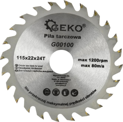 Диск кружна пила GEKO 115mm, 22mm, 24 заби