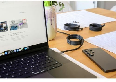 Kabllo karikimi Ansmann 1700-0188 4 në 1, USB A në USB C Lightning, 1.2 m, i zi argjendtë
