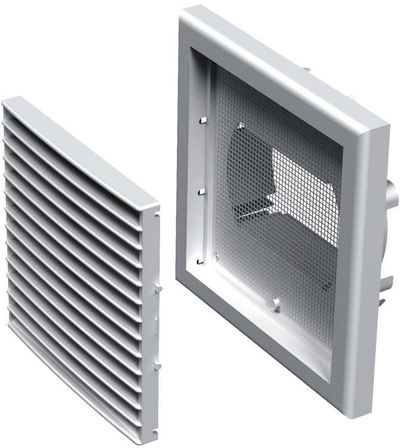 Grilë ventilimi Household MV 100 Bvs, me rrjetë mbrojtëse, plastike, e bardhë