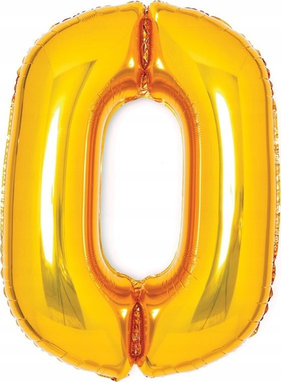 Balon dekorativ me helium, ngjyrë ari, numri 0, 47x66 cm