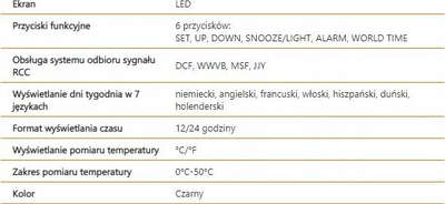 Будилник LTC, календар, термометар, осветлување на екран, црна