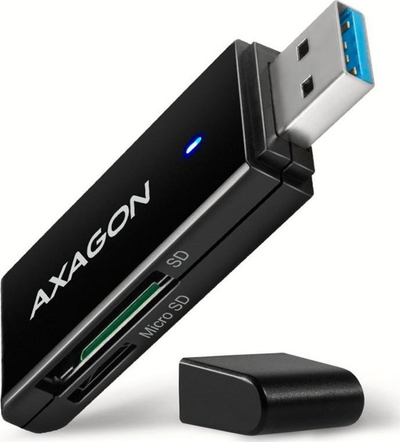 Lexues kartash Axagon CRE-S2N, USB 3.2 Gen 1, SD edhe microSD, i zi