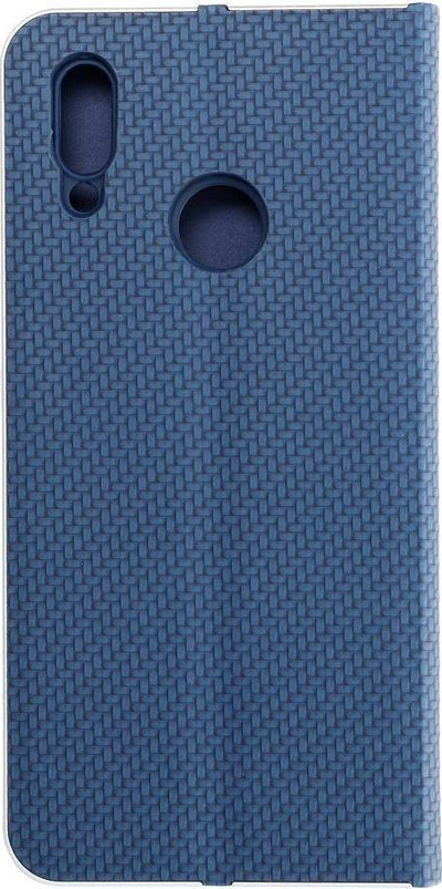 Këllëf telefoni LUNA Book Carbon për Huawei P Smart 2019, tip libër me kapak, me këmbë mbajtëse, ngjyrë blu