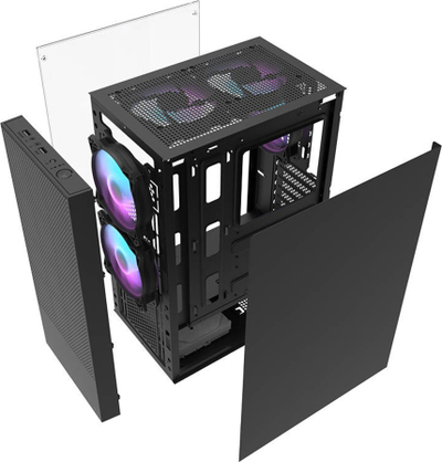 Куќиште за компјутер Darkflash A290, 3 ладилници, калено стакло, црно
