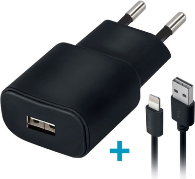 Мрежен полнач Forever TC-01, USB 2A, кабел Lightning 1.2 m, црн