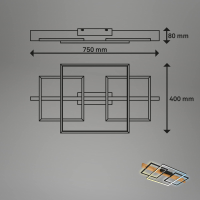 Ndriçues Briloner LED 44W, 4400 lm, 2700K - 6500K, 75 x 40 x 8 cm, i zi/kafe e hapur