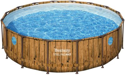 Pishina со рамка Bestway Steel Pro MAX Splashview 56725, 488x122cm, со пумпа и скала, мотив дрво