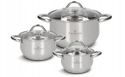Set tenxheresh Zwieger Virtu Steel, 6 copë, për induksion edhe gaz, ngjyrë argjendtë