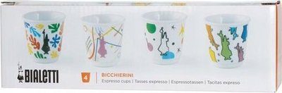 Set filxhanësh espresso Bialetti Arte, 4 copë, porcelan, të bardhë me dizajn Pop Art