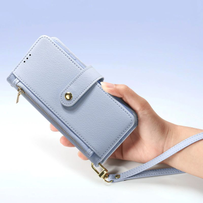 Këllëf telefoni DUX DUCIS Lawa për Samsung Galaxy S25 Plus, 2 në 1 portofol, MagSafe, blu e çelët