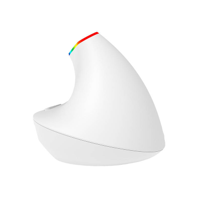 Maus vertikal wireless DeLUX M618C, 1600 DPI, RGB, i bardhë
