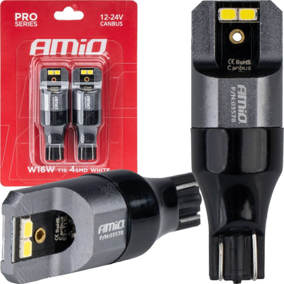 Llambë LED AMiO CANBUS PRO T15 W16W, 12V 24V, 6000K, e bardhë