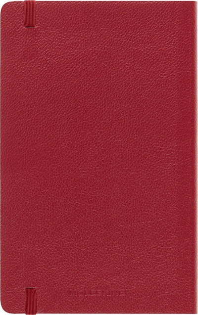 Fletore Moleskine Classic me lëkurë, e madhe 5" x 8.25", me vija, e kuqe Bordeaux