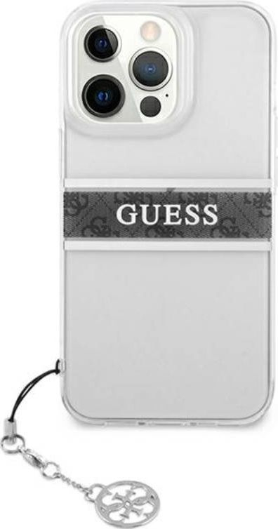 Kapak telefoni Guess 4G Stripe, për iPhone 13 Pro, TPU PC, i tejdukshëm gri