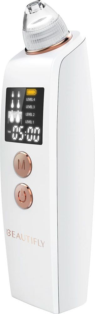 Вакуум уред за чистење лице Beautifly B-Derma Pro, систем за чистење, со заменлива глава, бел