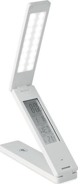 Llambë tavoline Desktop Lamp, 18 LED, ekran me orë dhe temperaturë, e bardhë