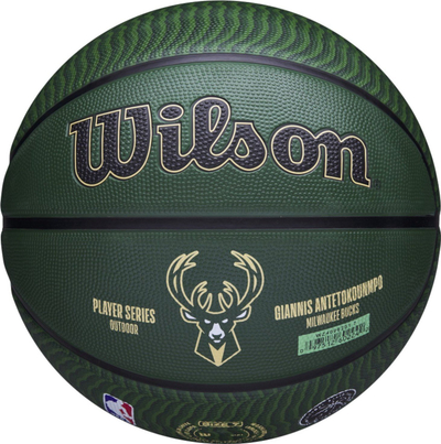 Top basketbolli Wilson NBA Player Giannis Antetokounmpo, madhësia 7, për jashtë, jeshil