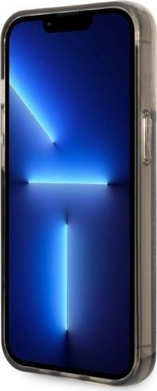 Kllausë telefoni Karl Lagerfeld Liquid Glitter RSG, për iPhone 14 Pro Max, transparente me korniza të zeza