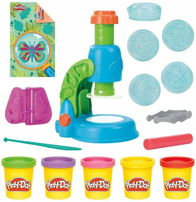 Set lodër Play Doh Light &amp; Look Mikroskop, 5 kanaçe, me dritë, shumëngjyrësh
