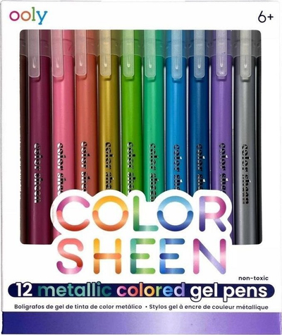 Set stilolapsa xhel metalik Ooly Color Sheen, 12 copë, majë 1.0mm, shumëngjyrëshe