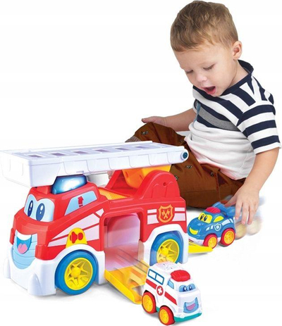 Lodër kamion zjarrfikës Hap-P-Kid Vroom Vroom, drita dhe tinguj, me shkallë shpëtimi, shumëngjyrëshe