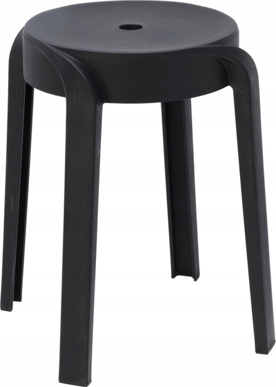 Tabure plastike Home&amp;Styling Eh, rrethore, për brenda në shpi, e zezë