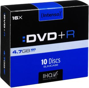 Disqe DVD+R Intenso 4111652, 4.7GB, 16x, paketim 10 copë