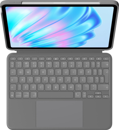 Tastierë me mbrojtëse Logitech Combo Touch për iPad Air, me touchpad, me ndriçim, gri Oxford