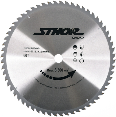Disk sharrë rrethore Sthor 08851, 400mm, 60 dhëmbë karbidi, argjendtë