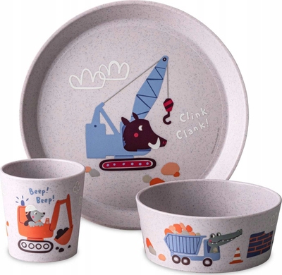 Set enësh për kalamaj Koziol Kids Set Trucks, 3 copë, material organik, gri