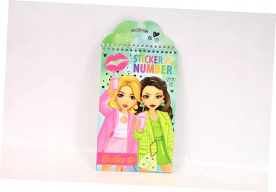 Liber me ngjitëse Besties Sticker by Numbers, 18 copë, për vajza, shumëngjyrësh