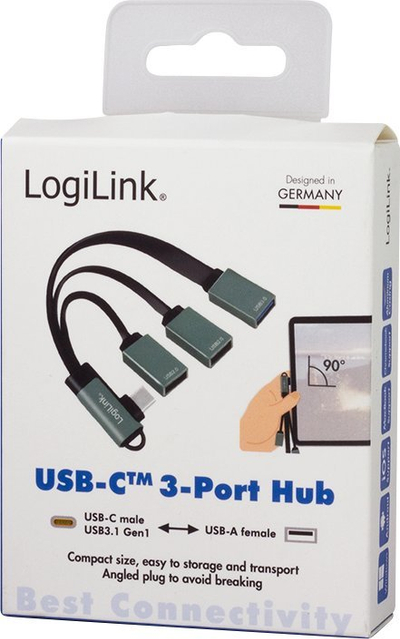 Adapter USB LogiLink 3 porta, USB 3.2 Gen 1, USB C, argjendtë