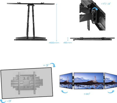 Mbajtëse muri për TV që kthehet, 32-85\", metal, i zi